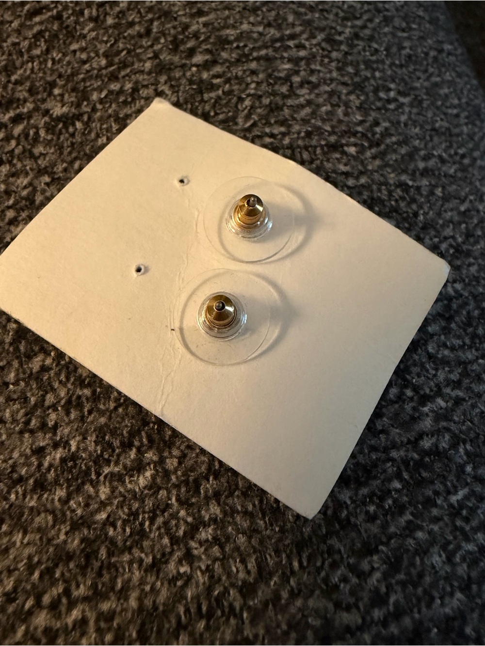 Gold-Tone Mother of Pearl Stud Earrings - Ivory Cabochon - Picture 3 of 3